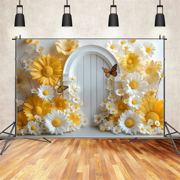 Children Backdrops Yellow Daisy Door Delight Backdrop CSH5-312