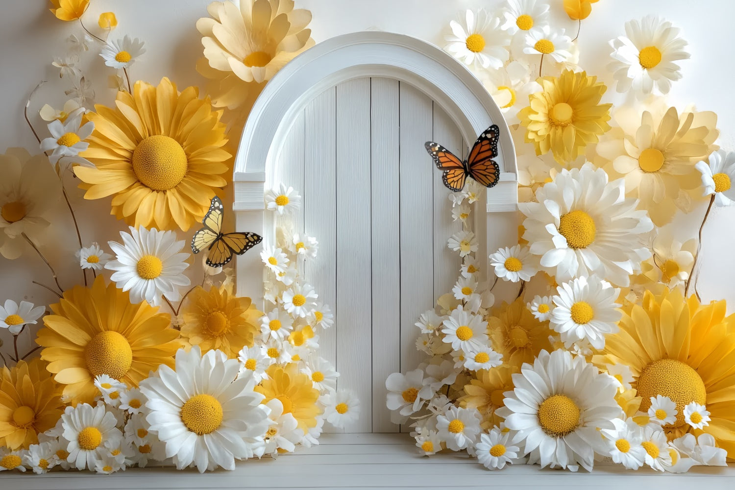 Children Backdrops Yellow Daisy Door Delight Backdrop CSH5-312