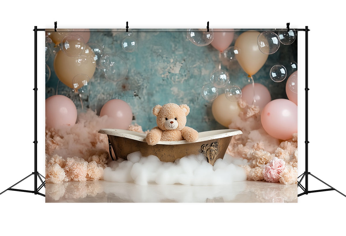 Newborn Backdrop Bubble Bear Bath Time Backdrop CSH5-313
