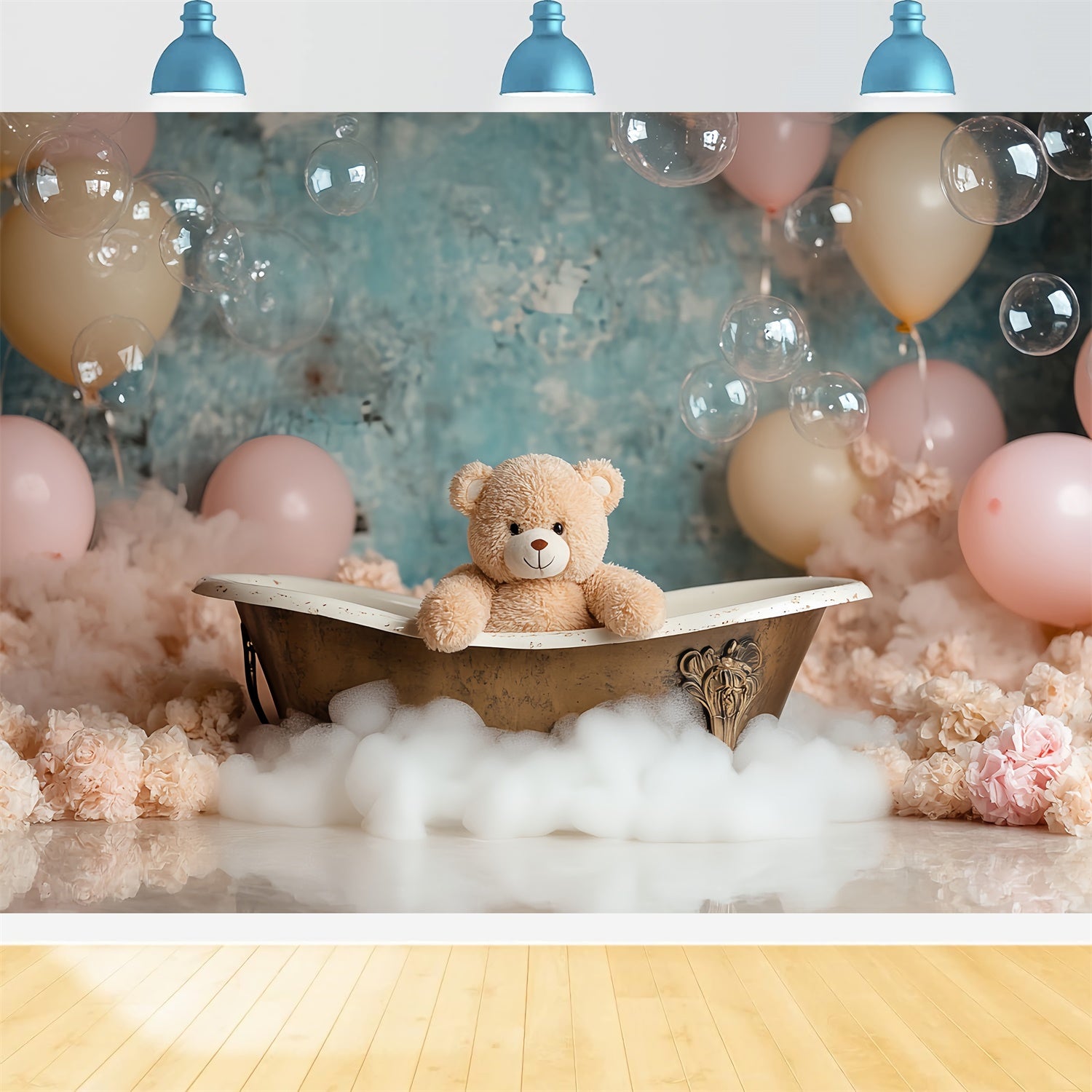 Newborn Backdrop Bubble Bear Bath Time Backdrop CSH5-313