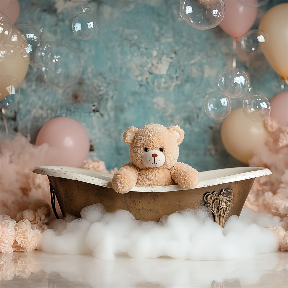 Newborn Backdrop Bubble Bear Bath Time Backdrop CSH5-313