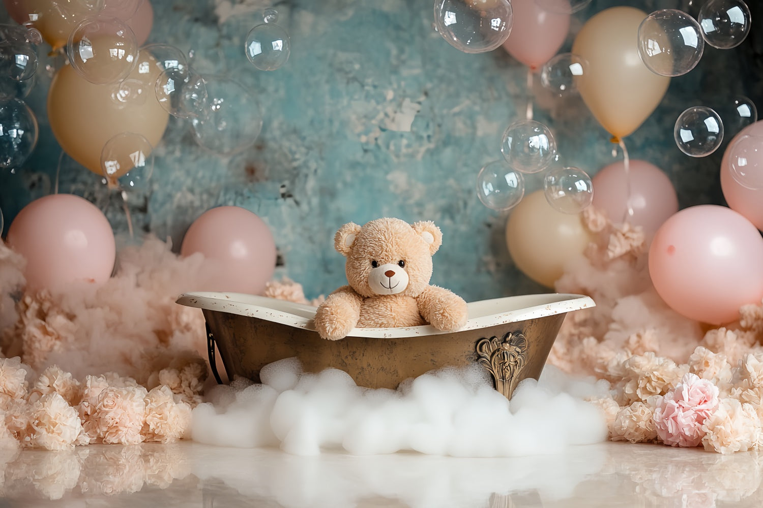 Newborn Backdrop Bubble Bear Bath Time Backdrop CSH5-313
