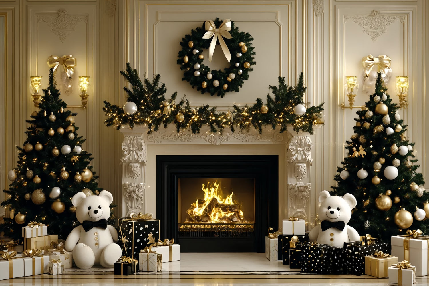 Christmas Backdrop Ideas Cozy Bear Christmas Charm Kids Backdrop CSH5-319