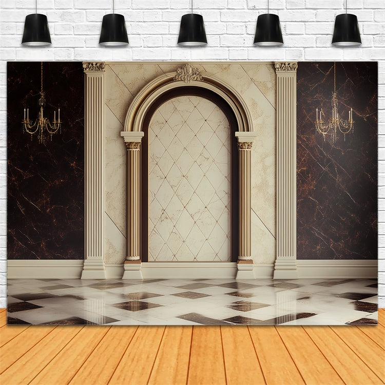 Father's Day Photo Backdrop Beige Marble Arch Backdrop CSH5-32
