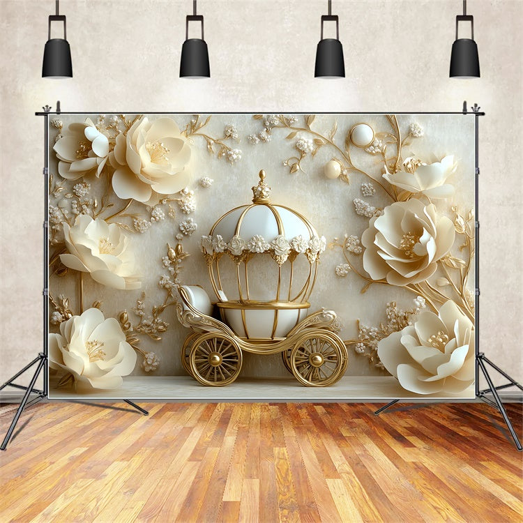 Newborn Photo Backdrop Ivory Floral Fairytale Backdrop CSH5-327
