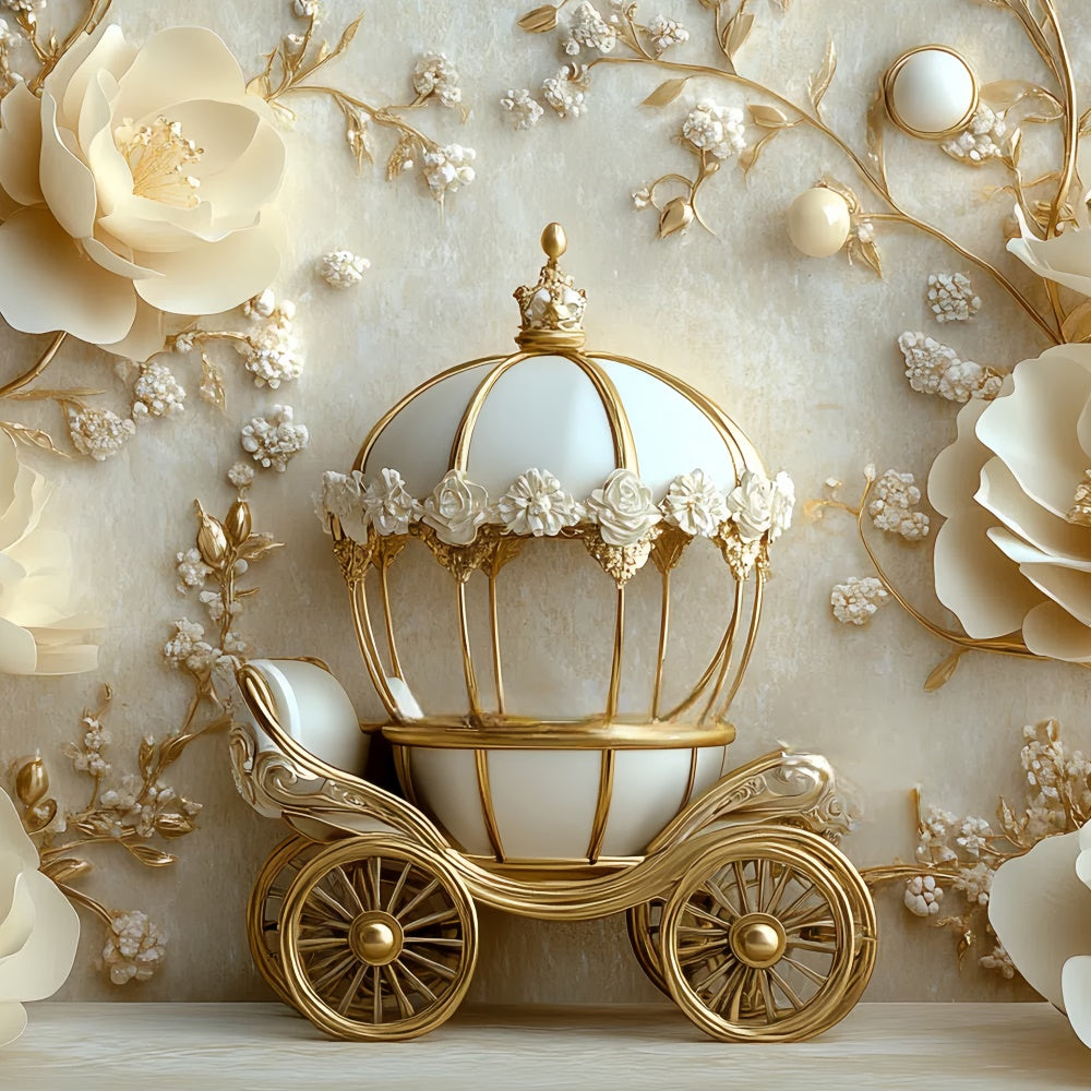 Newborn Photo Backdrop Ivory Floral Fairytale Backdrop CSH5-327