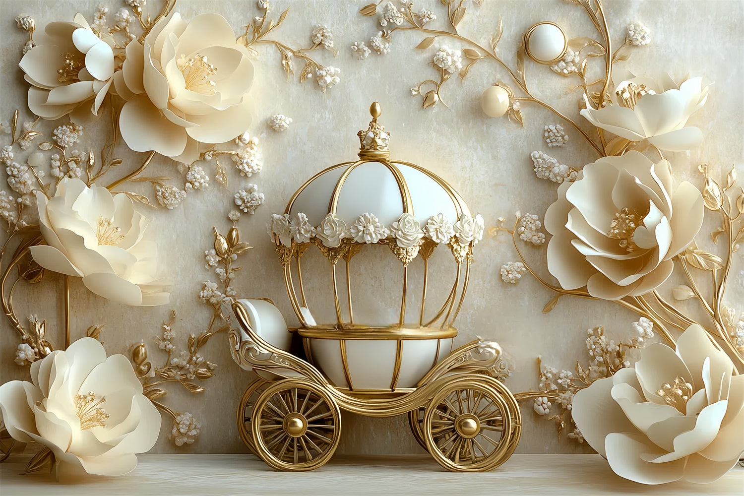 Newborn Photo Backdrop Ivory Floral Fairytale Backdrop CSH5-327