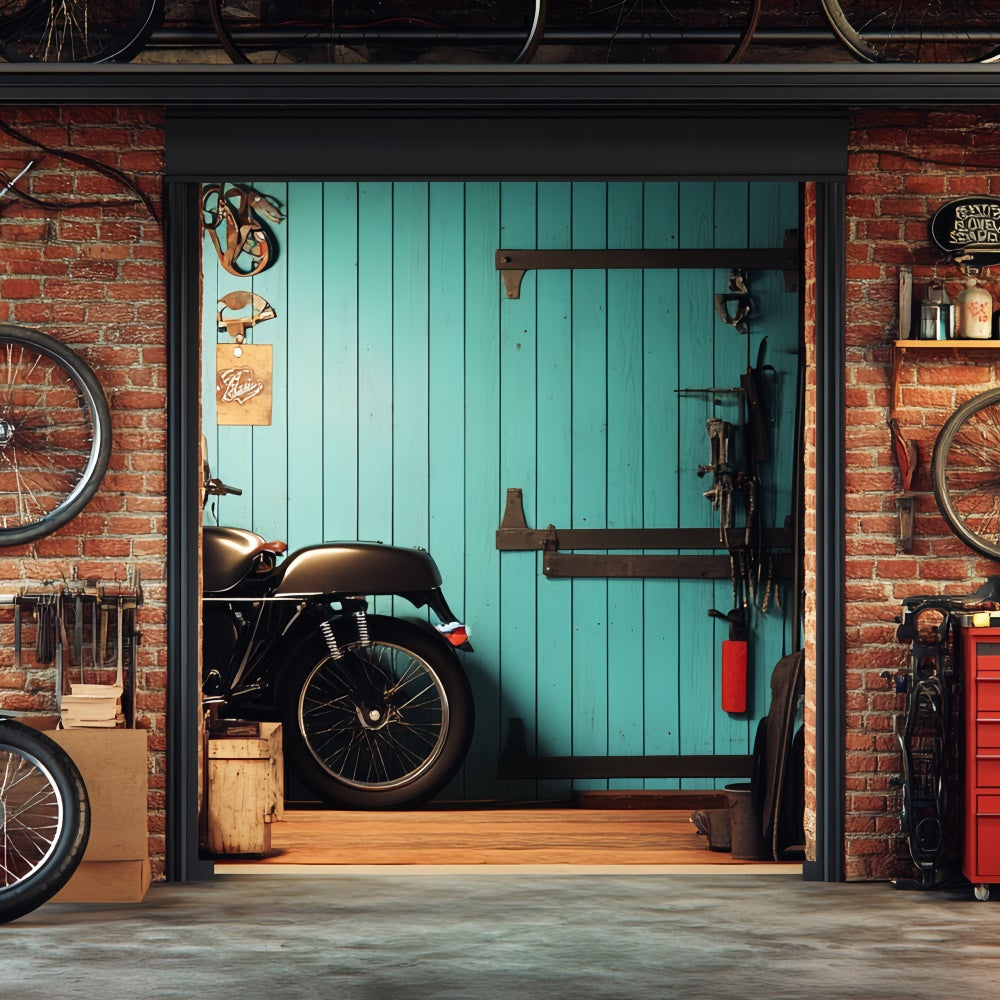 Father's Day Backdrop Motorcycle Repair Shop Backdrop CSH5-36