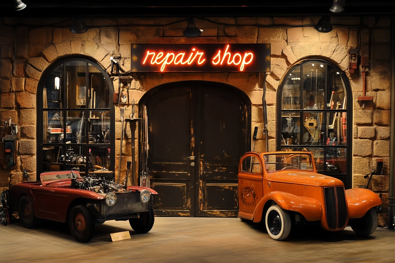 Backdrop Father's Day Retro Repair Shop Car Backdrop CSH5-40