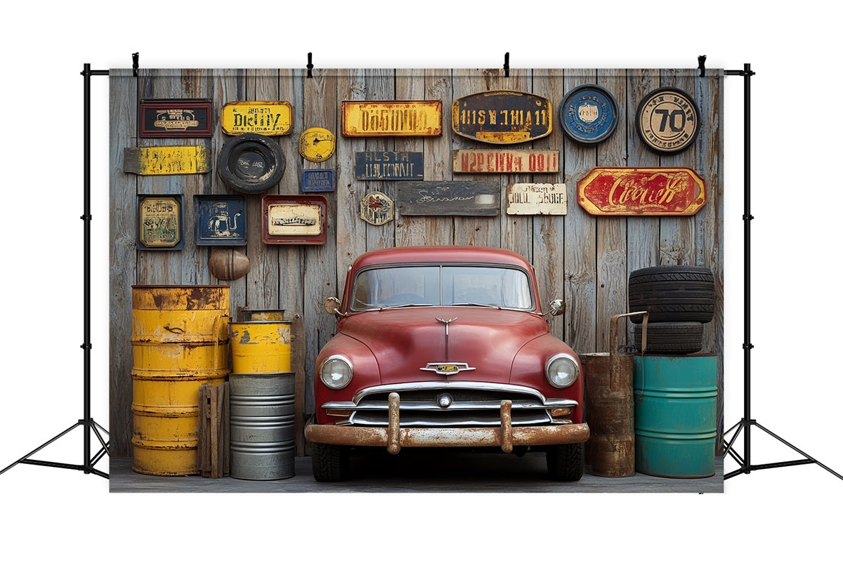 Backdrop Fathers Day Weathered Wood Garage Backdrop CSH5-43
