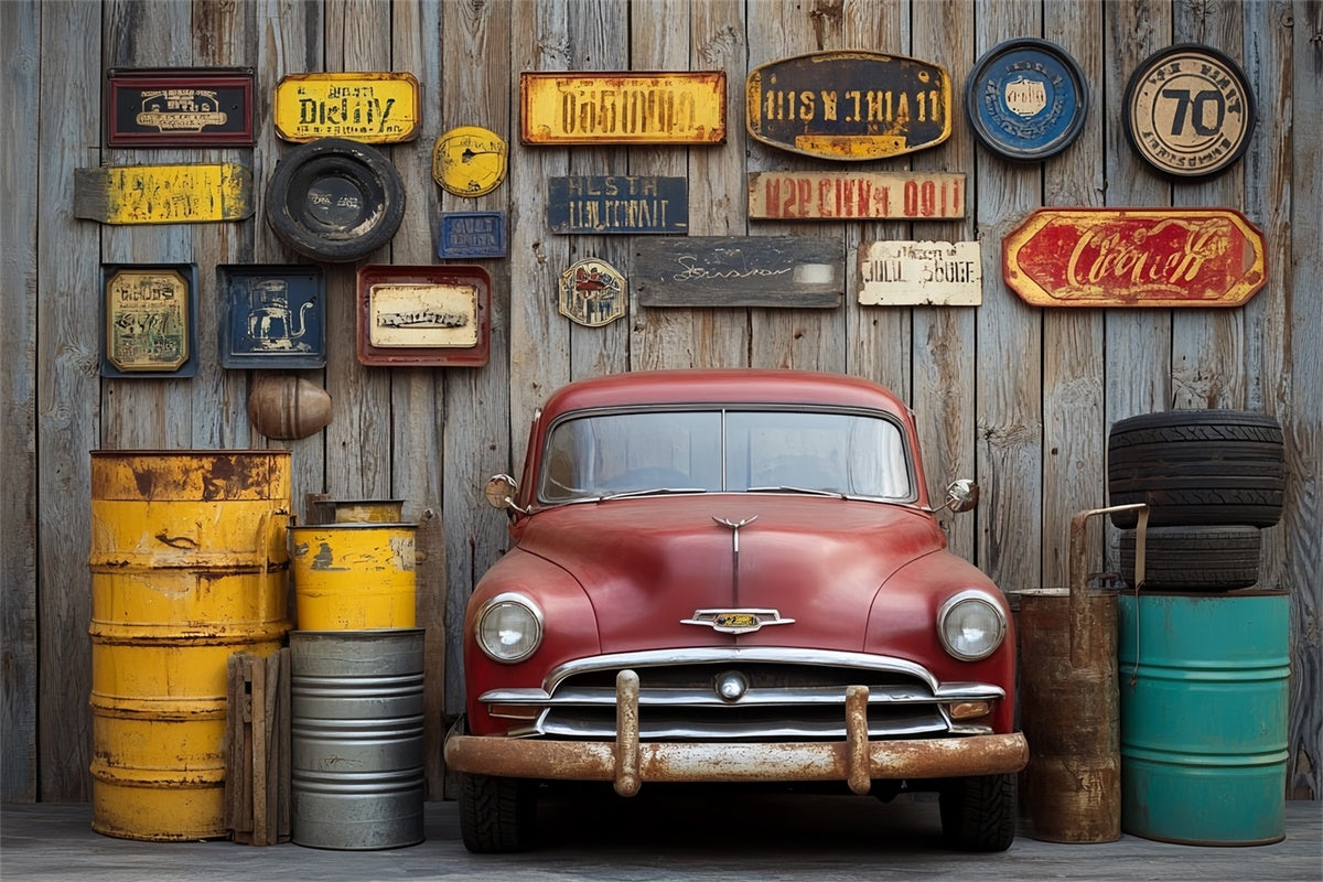 Backdrop Fathers Day Weathered Wood Garage Backdrop CSH5-43