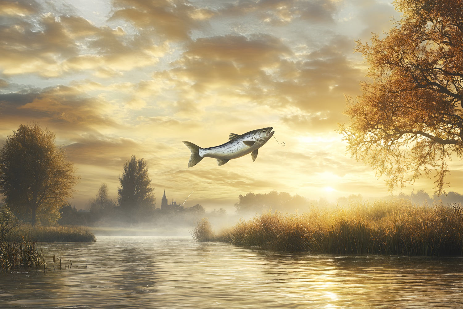 Backdrop Father's Day Tranquil River Fishing Backdrop CSH5-54