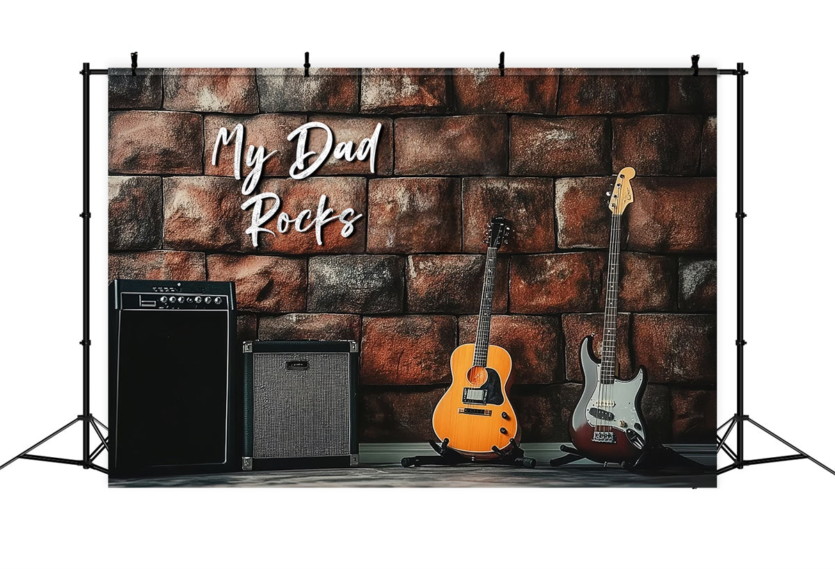Fathers Day Backdrop Brick Wall Electric Guitar Backdrop CSH5-55