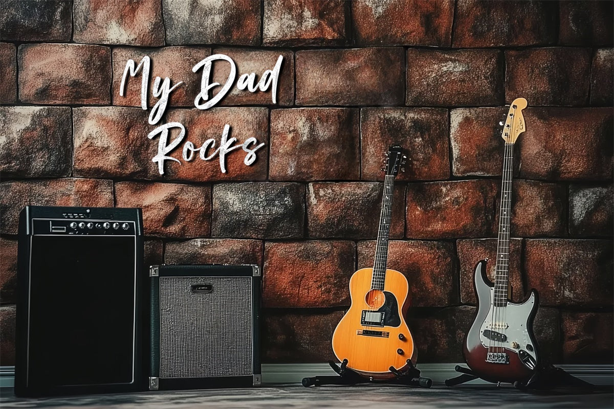 Fathers Day Backdrop Brick Wall Electric Guitar Backdrop CSH5-55