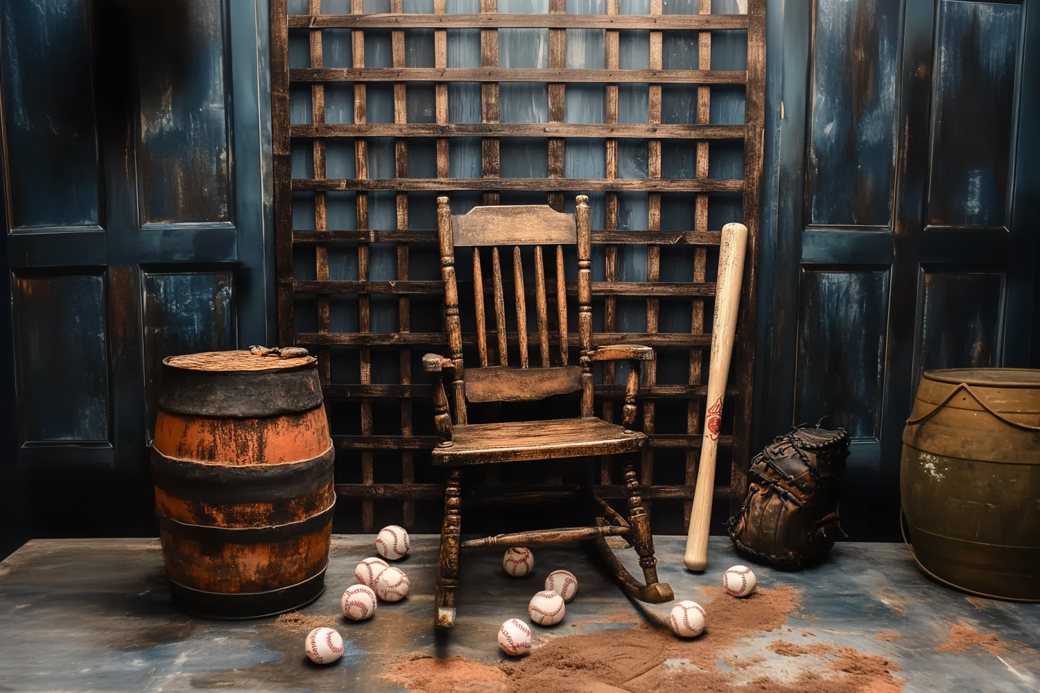 Backdrop Father's Day Wooden Chair Baseball Backdrop CSH5-63