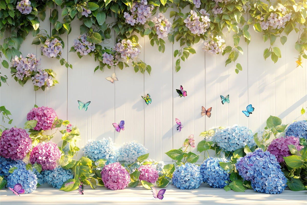 Butterfly Backdrop Hydrangea Blooms Butterfly Summer Backdrop CSH5-71