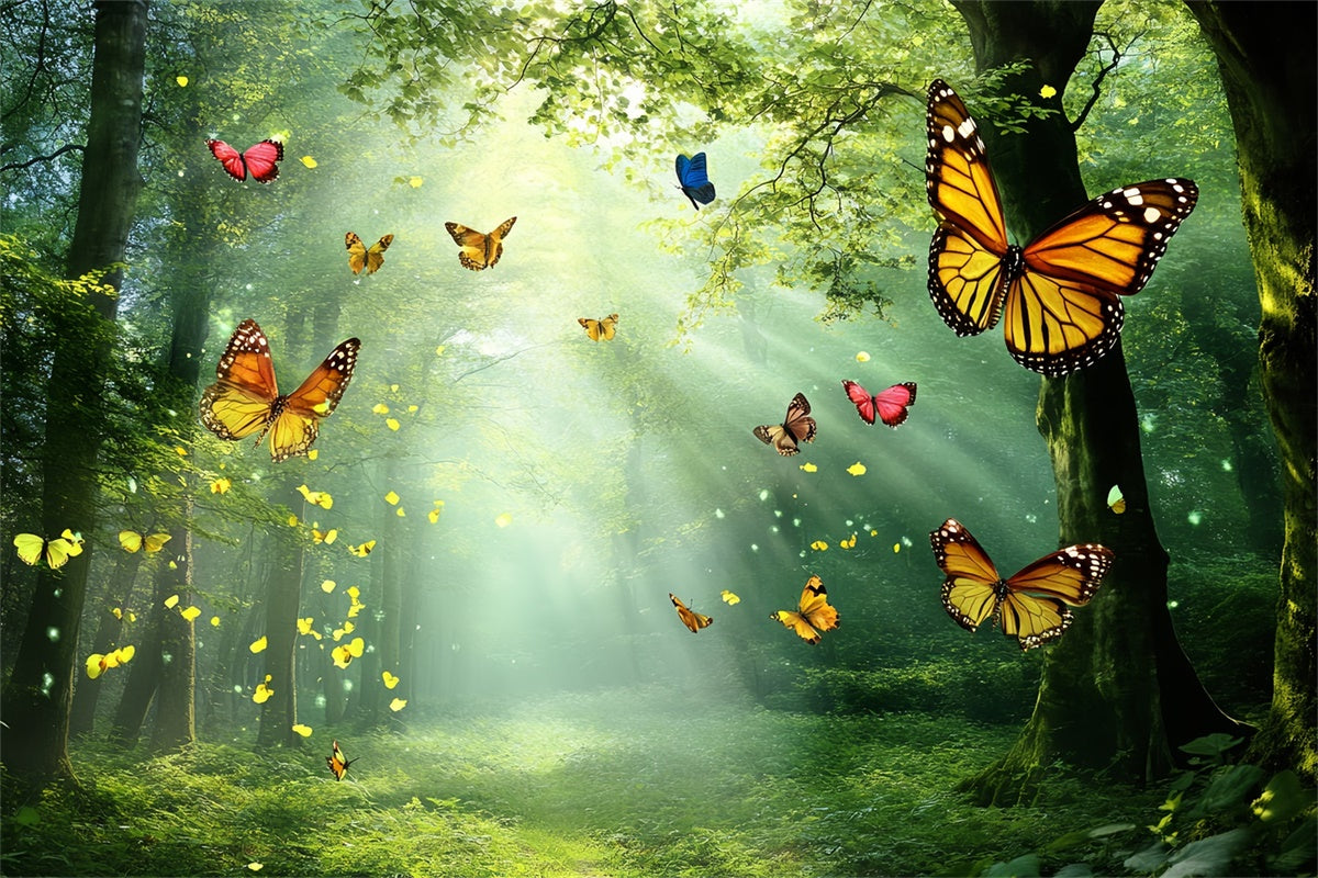 Butterfly Backdrops Golden Light Forest Summer Backdrop CSH5-72