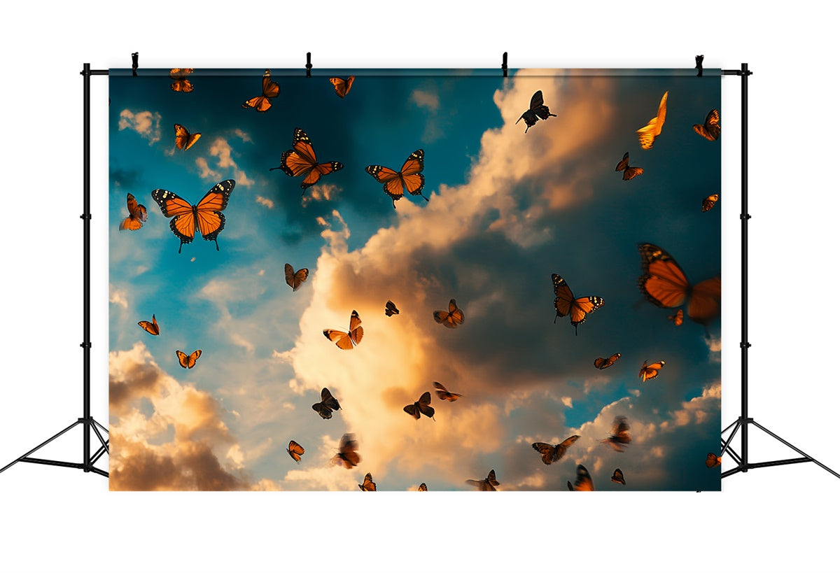 Summer Photo Backdrop Dramatic Clouds Butterfly Backdrop CSH5-73