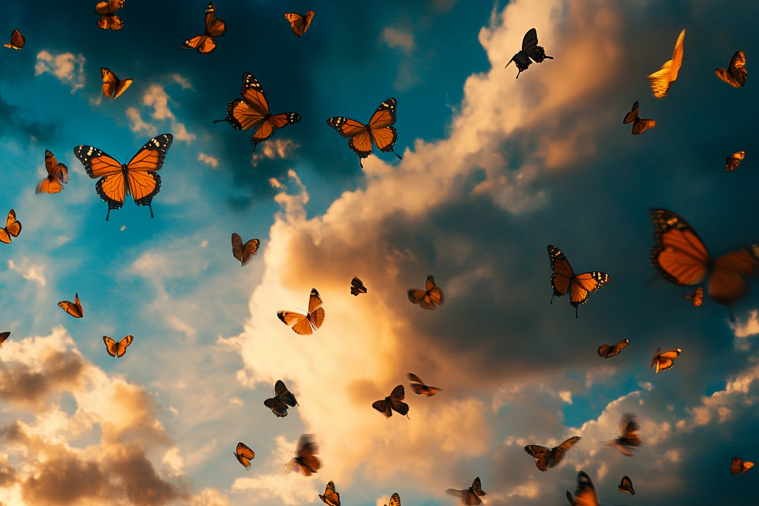 Summer Photo Backdrop Dramatic Clouds Butterfly Backdrop CSH5-73