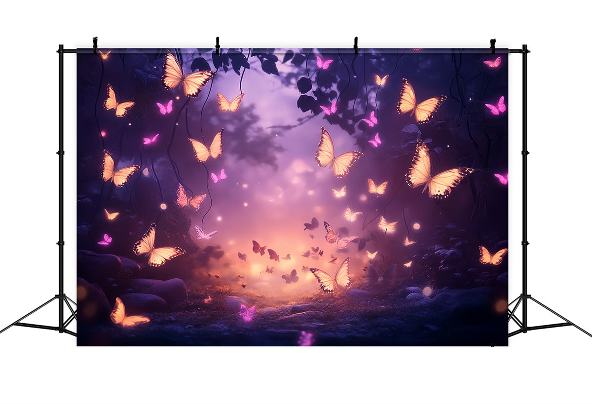 Summer Backdrop Magical Twilight Forest Butterfly Backdrop CSH5-74