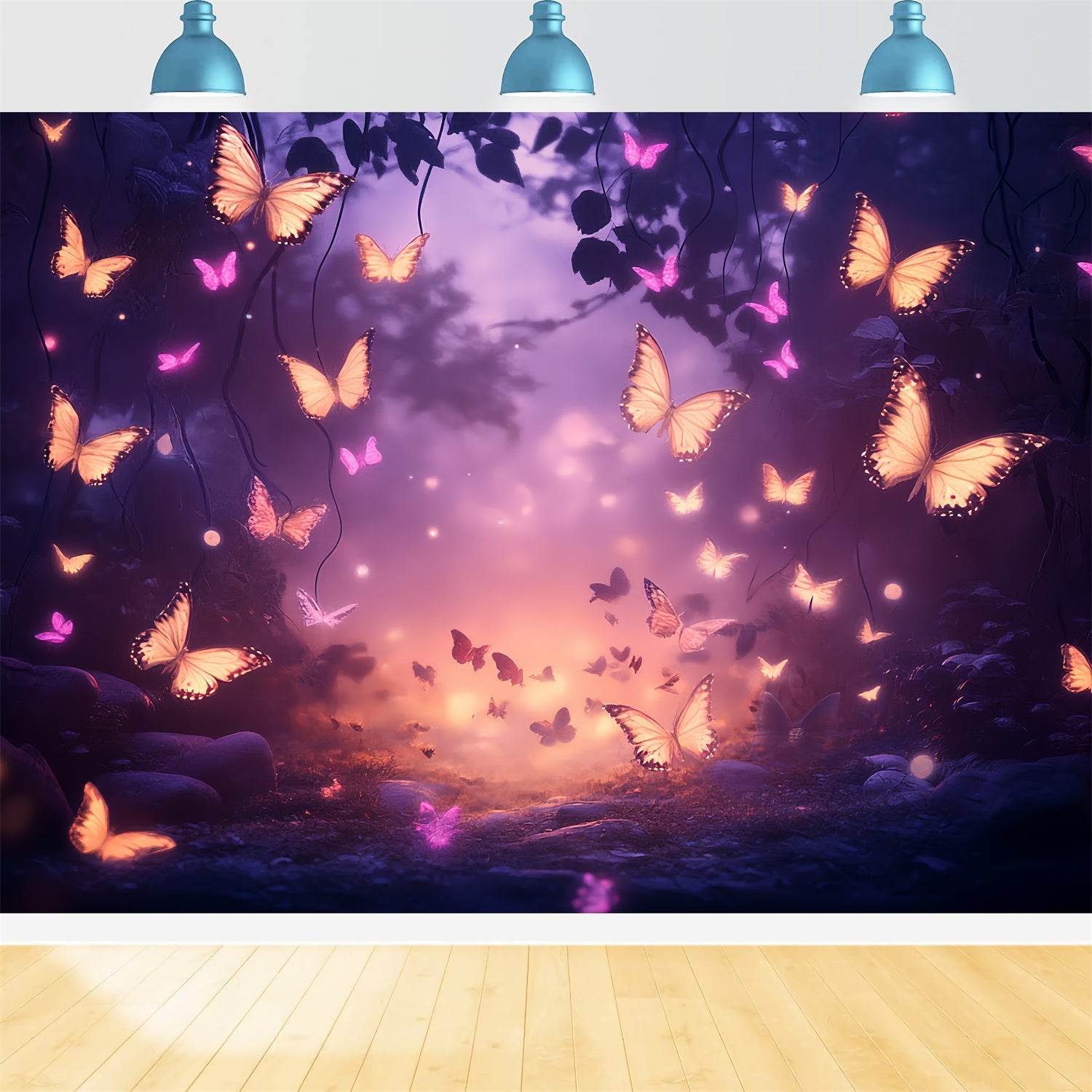 Summer Backdrop Magical Twilight Forest Butterfly Backdrop CSH5-74