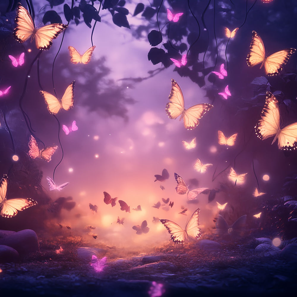 Summer Backdrop Magical Twilight Forest Butterfly Backdrop CSH5-74