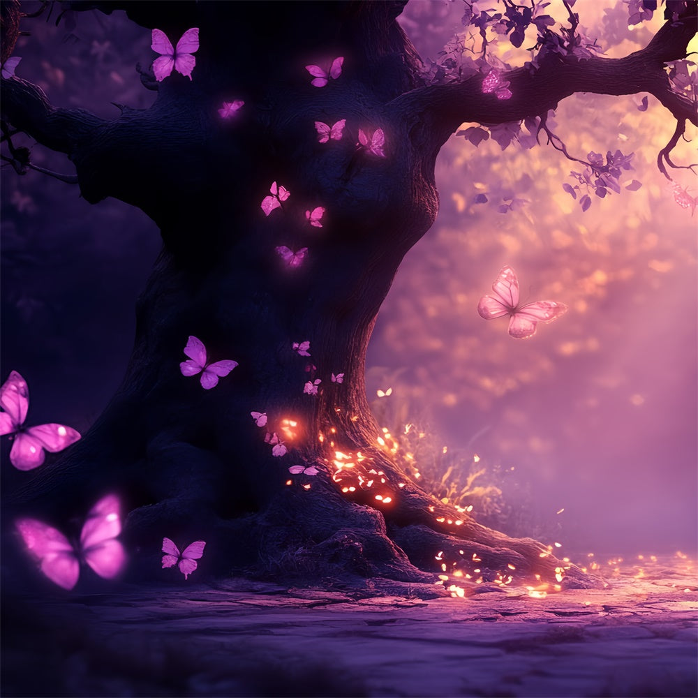 Butterfly Backdrop Glowing Magic Forest Summer Backdrop CSH5-75
