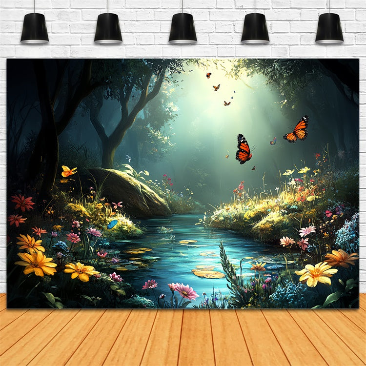 Butterfly Backdrops Enchanted Forest Creek Summer Backdrop CSH5-79