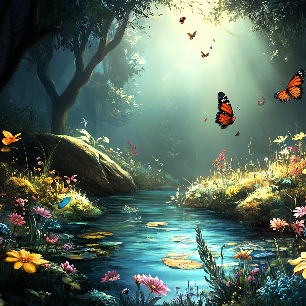 Butterfly Backdrops Enchanted Forest Creek Summer Backdrop CSH5-79