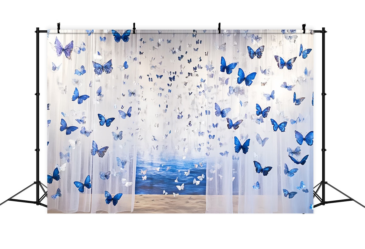 Butterfly Backdrop Flying Blue Butterflies Summer Backdrop CSH5-87
