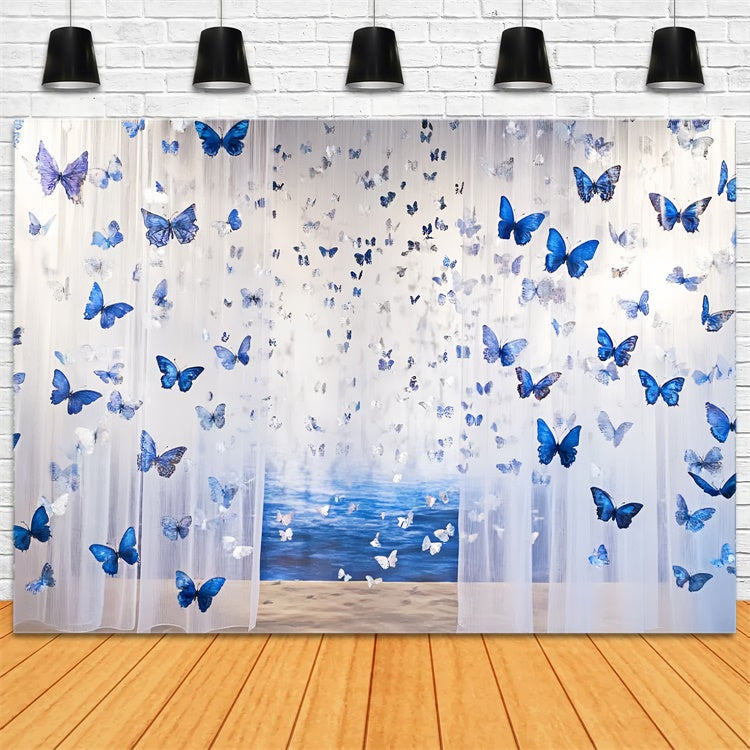 Butterfly Backdrop Flying Blue Butterflies Summer Backdrop CSH5-87