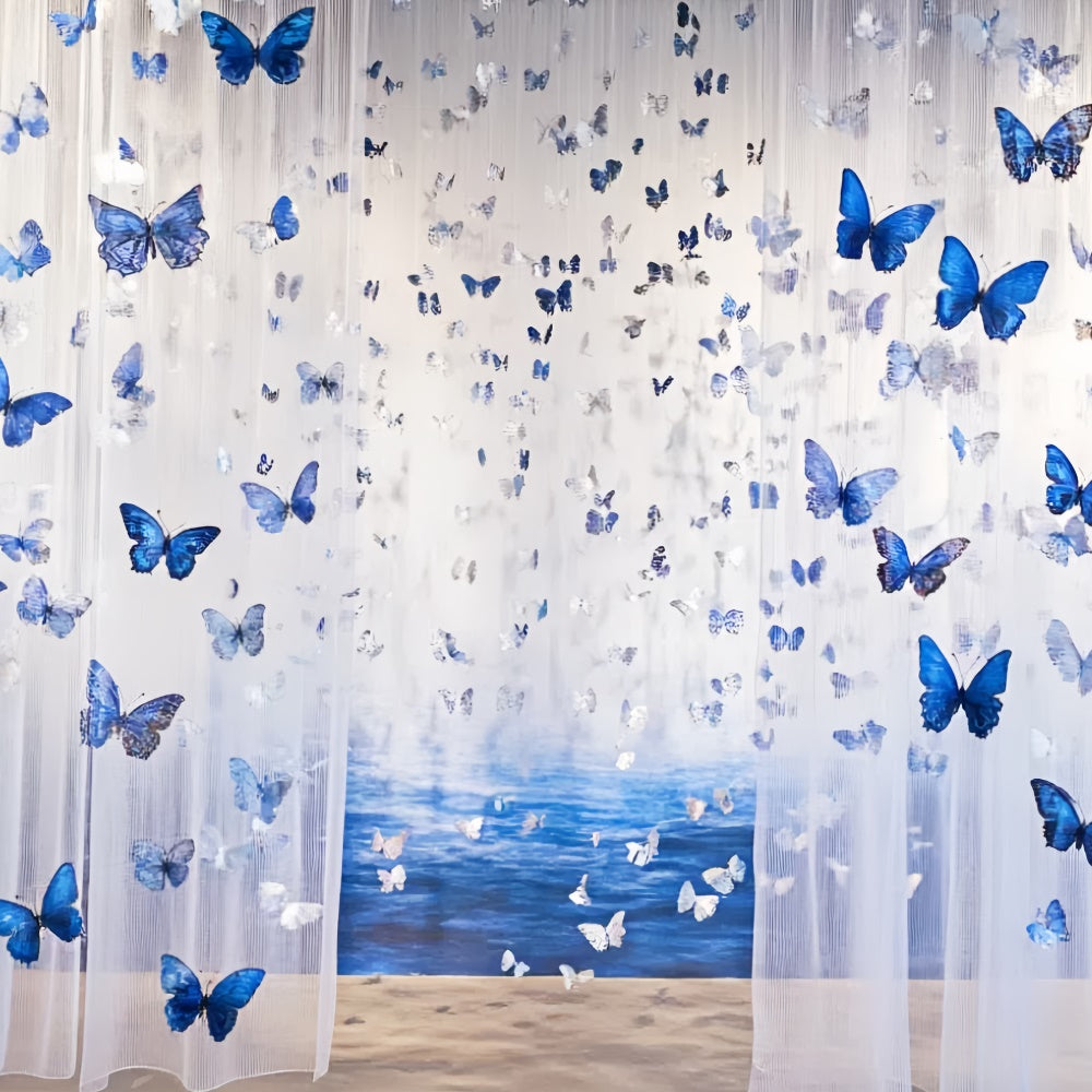 Butterfly Backdrop Flying Blue Butterflies Summer Backdrop CSH5-87