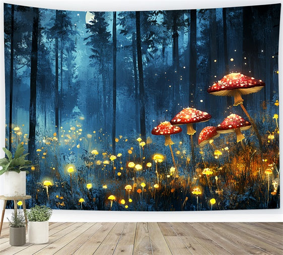 Summer Backdrops Glowing Mushroom Magic Forest Backdrop CSH5-88