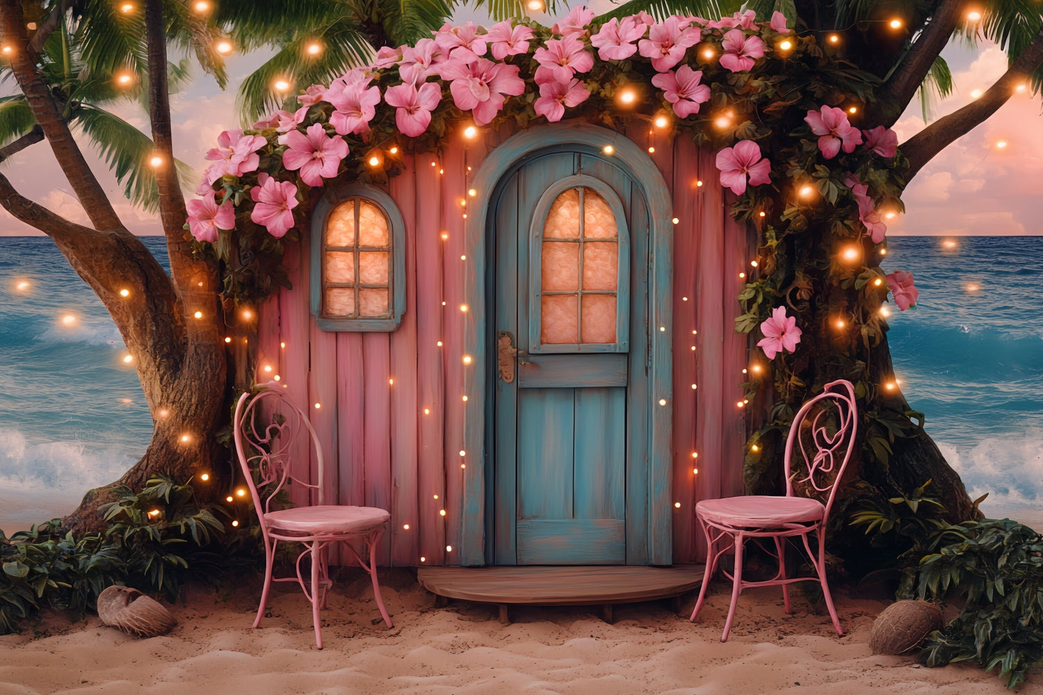Tropical Photo Backdrop Flower Cottage Summer Backdrop CSH5-92