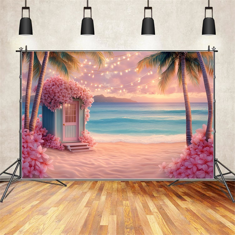 Tropical Backdrop Flowers Cottage Coastline Summer Backdrop CSH5-93