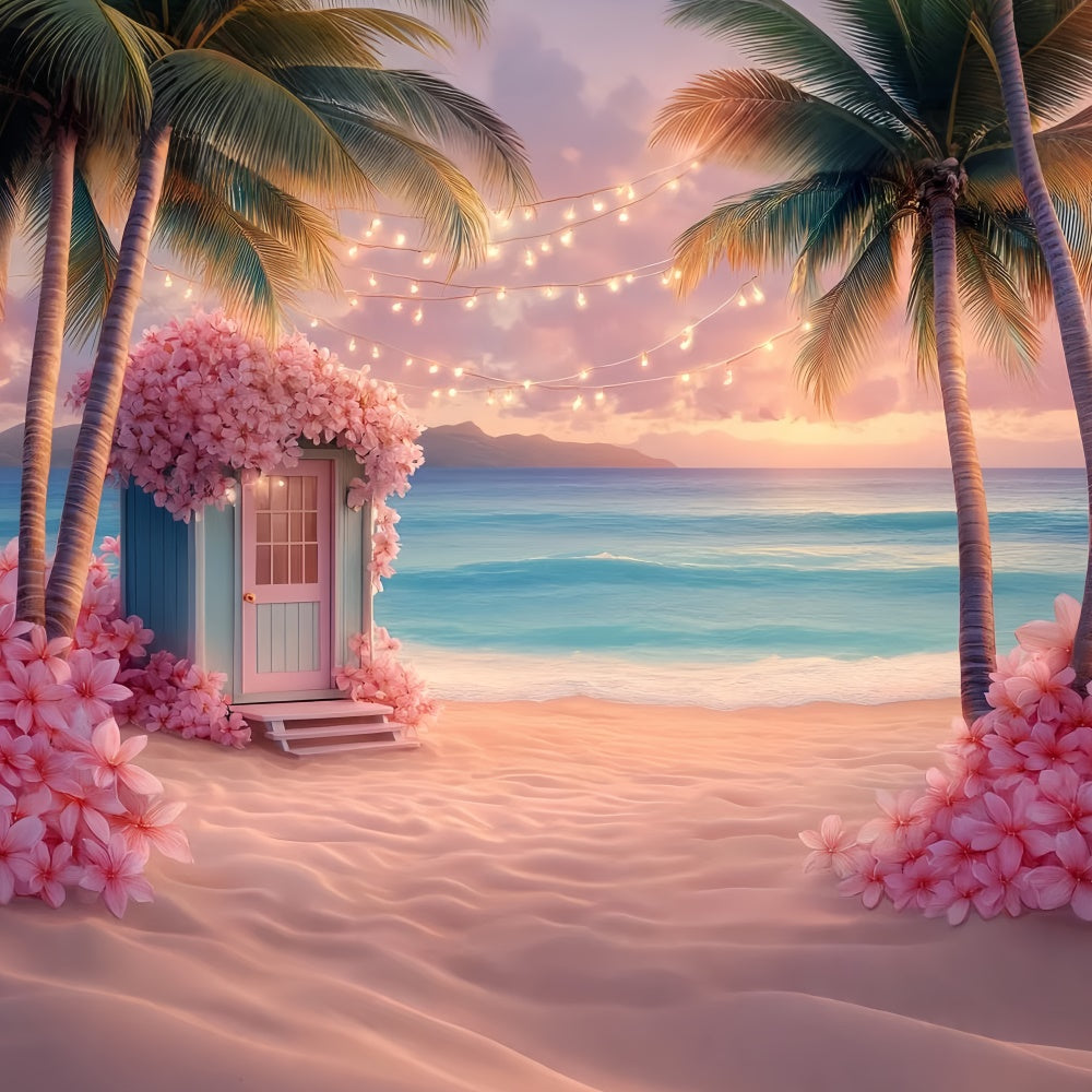 Tropical Backdrop Flowers Cottage Coastline Summer Backdrop CSH5-93