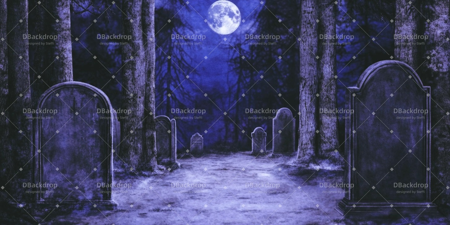 Theater Stage Backdrop Addams Graveyard School Play Backdrops CSH510-T2