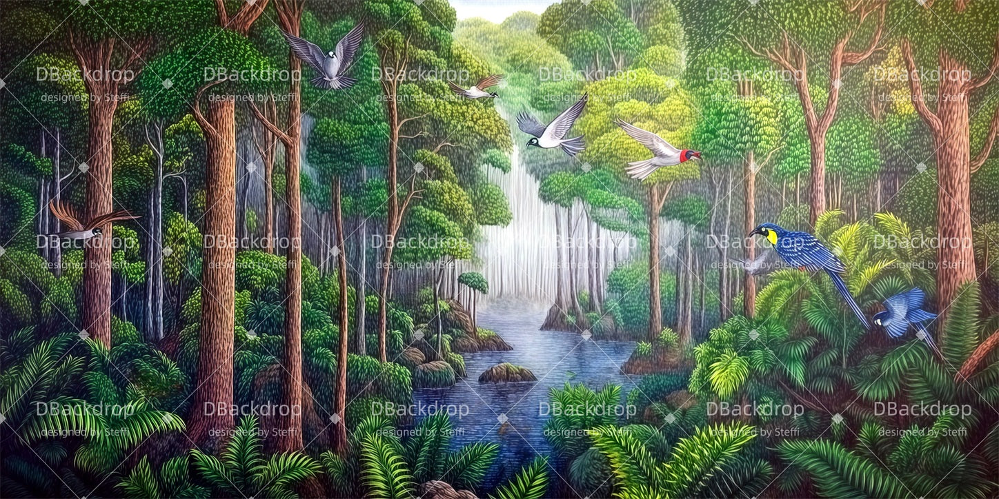 Forest Stage Backdrop Bird's Jungle Movie Theater Backdrop CSH511-T16