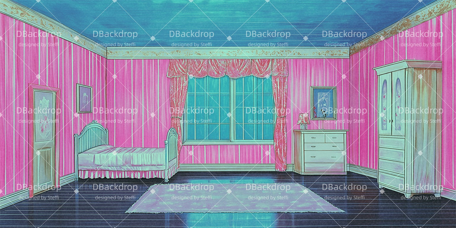 Performance Backdrops Pink Bedroom Backdrop For Theater Play CSH511-T63
