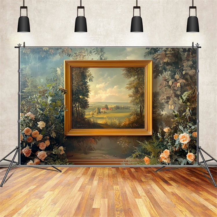 Backdrop Vintage Golden Frame Garden View Backdrop CSH57-100