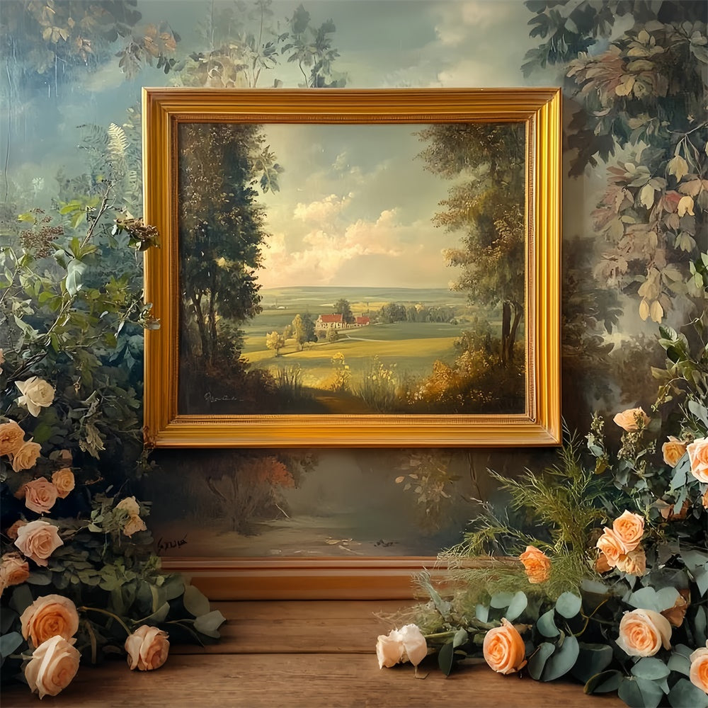 Backdrop Vintage Golden Frame Garden View Backdrop CSH57-100