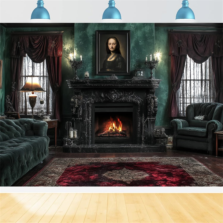 Victorian Backdrops Emerald Fireside Manor Vintage Backdrops CSH57-105