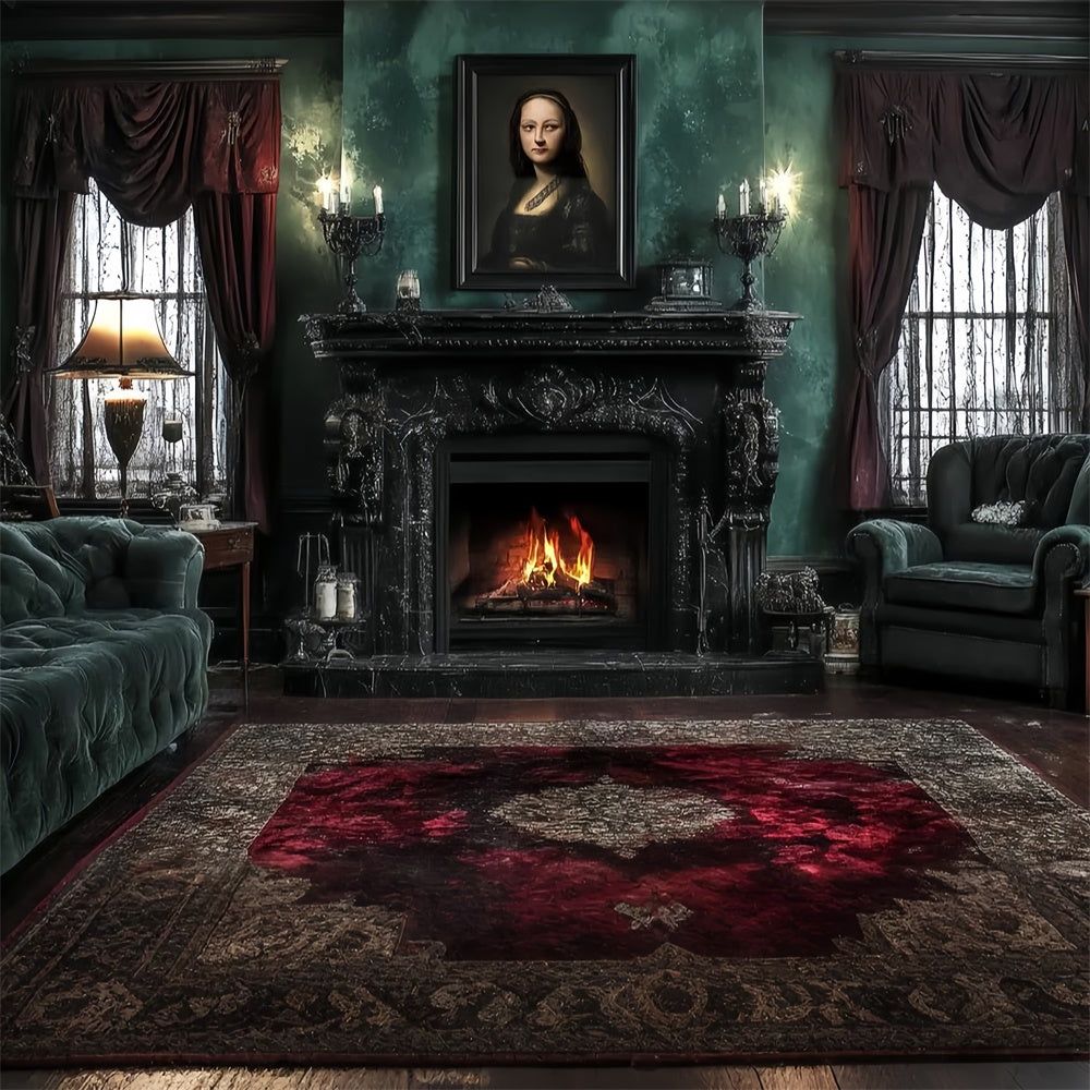Victorian Backdrops Emerald Fireside Manor Vintage Backdrops CSH57-105
