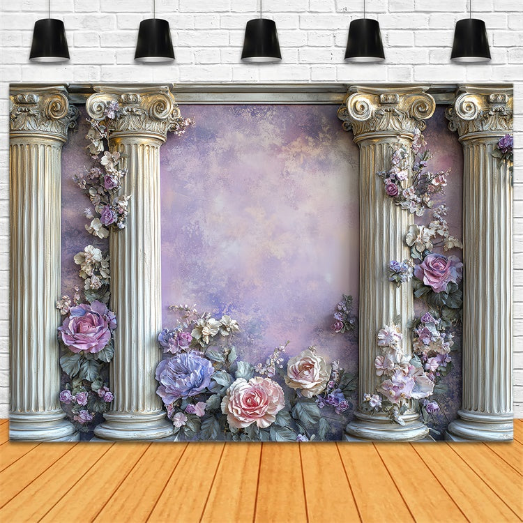 Vintage Wall Backdrop Floral Pillar Victorian Backdrops CSH57-126