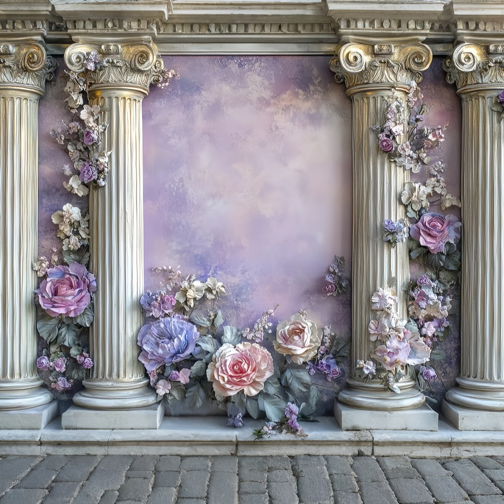 Vintage Wall Backdrop Floral Pillar Victorian Backdrops CSH57-126