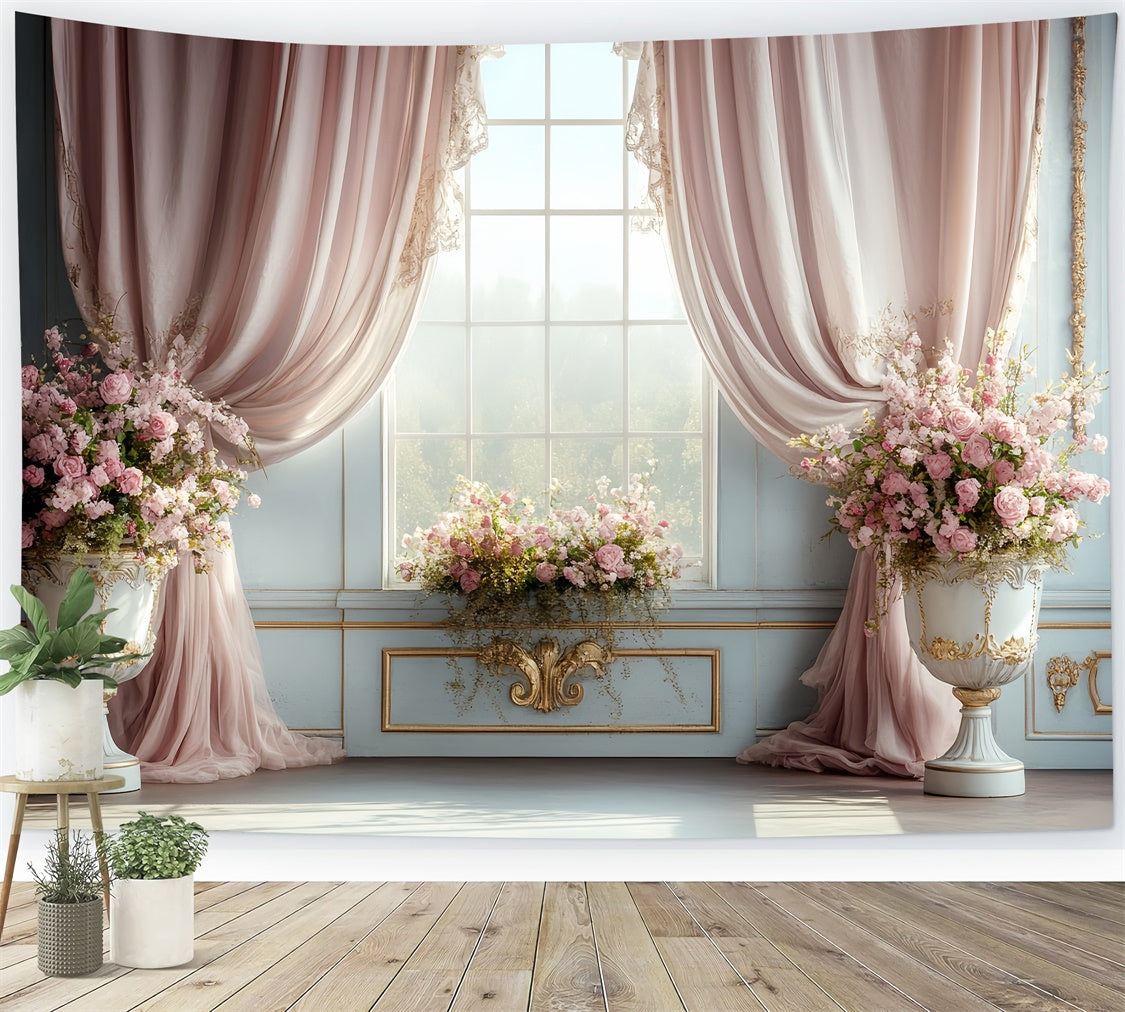 Rococo Backdrop Blush Curtain Window Vintage Photo Backdrop CSH57-127