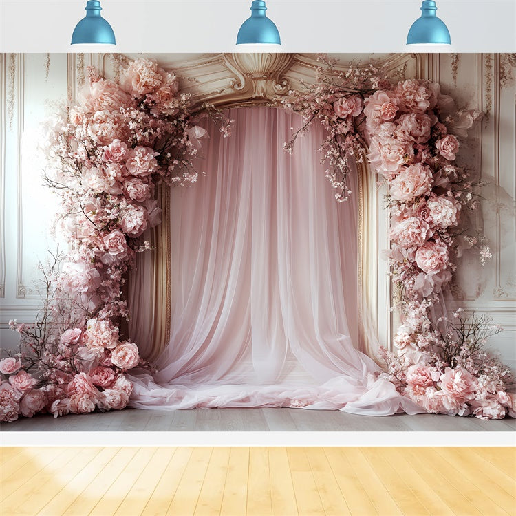 Rococo Backdrop Blush Bloom Curtain Vintage Photo Backdrop CSH57-129