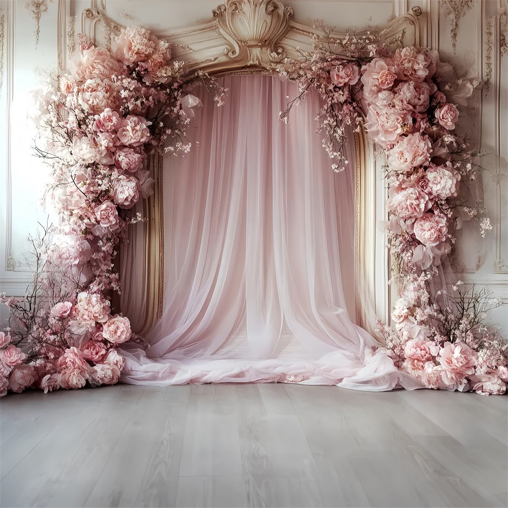 Rococo Backdrop Blush Bloom Curtain Vintage Photo Backdrop CSH57-129