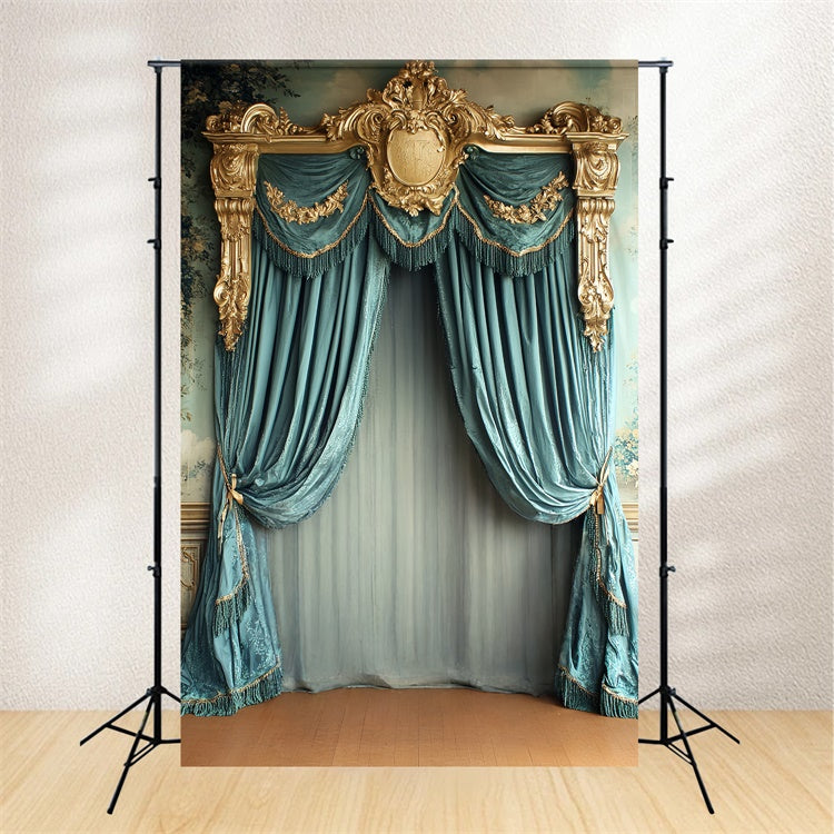 Baroque Backdrop Royal Teal Drape Vintage Photo Backdrop CSH57-138