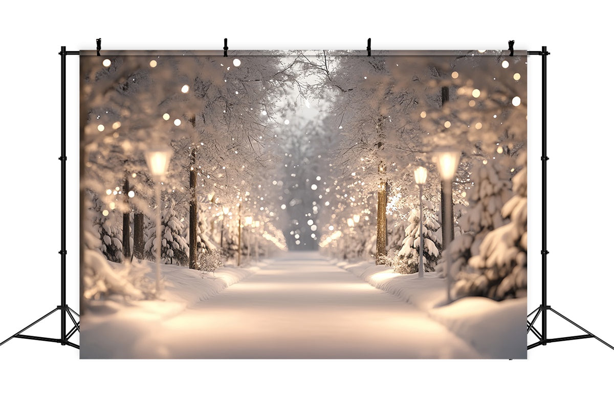 Snowy Forest Backdrop Winter Lights Wonderland Backdrop CSH57-154